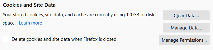 Remove cookies in Firefox
