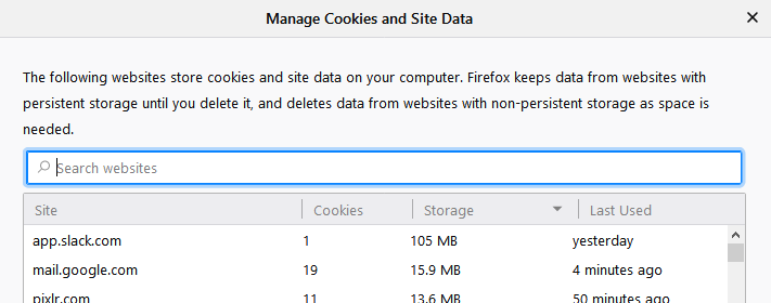Removing cookies in Firefox2.